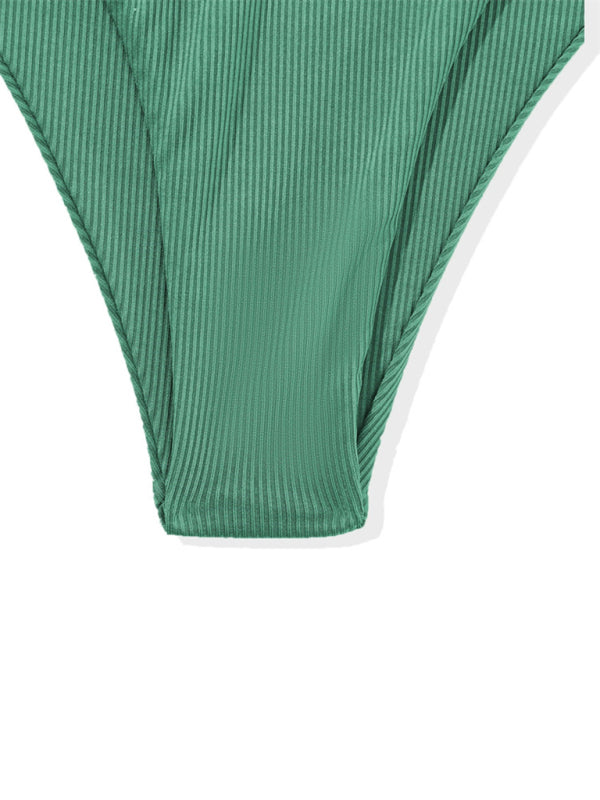Neuer Bandeau-Bikini mit geteilten Trägern, einfarbig, sexy, mehrfarbiger Badeanzug 