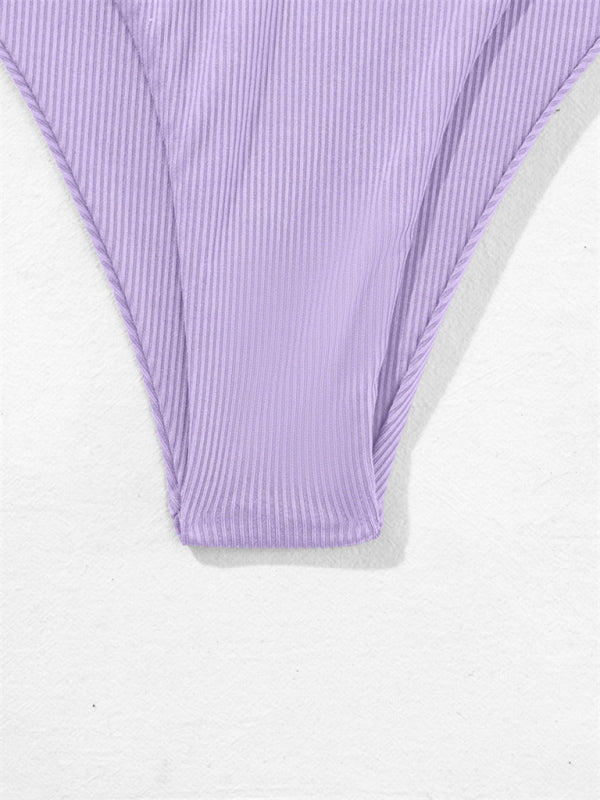 Neuer Bandeau-Bikini mit geteilten Trägern, einfarbig, sexy, mehrfarbiger Badeanzug 
