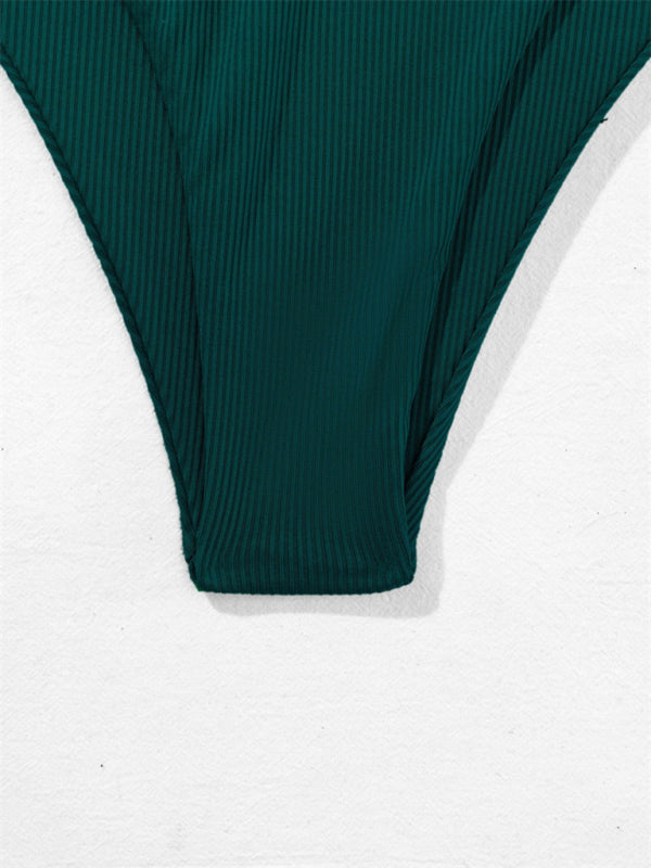 Neuer Bandeau-Bikini mit geteilten Trägern, einfarbig, sexy, mehrfarbiger Badeanzug 