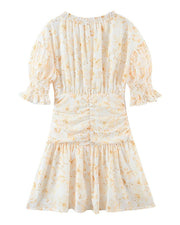 New fashionable elastic pleated pastoral style dress