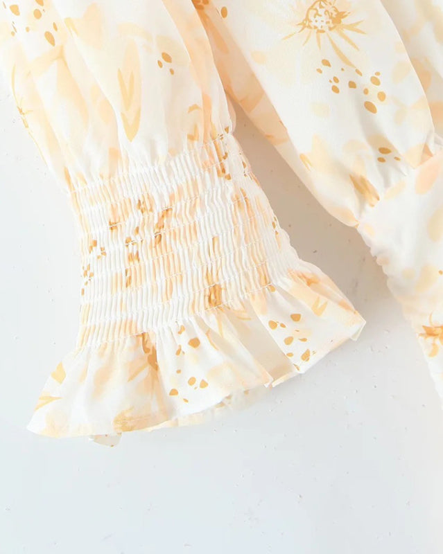 New fashionable elastic pleated pastoral style dress