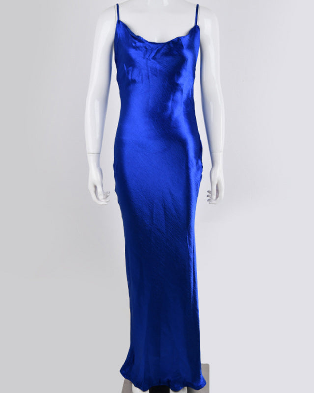 Nouvelle robe de soirée sexy unie sans bretelles, dos nu et col montant 