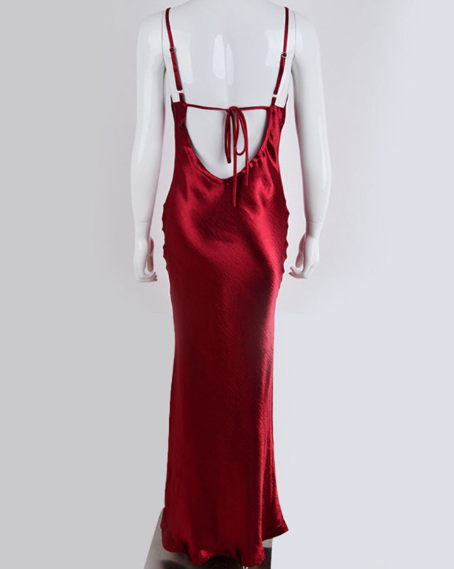 Nouvelle robe de soirée sexy unie sans bretelles, dos nu et col montant 