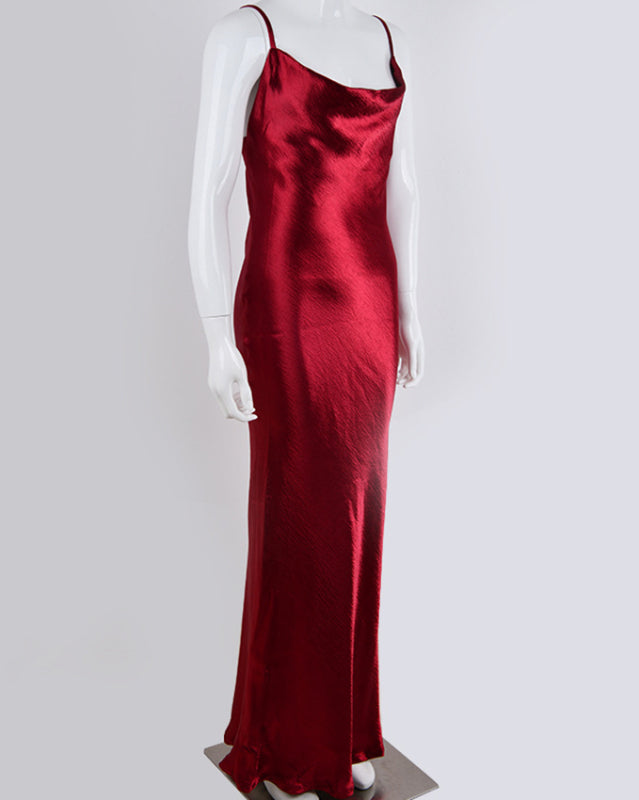 Nouvelle robe de soirée sexy unie sans bretelles, dos nu et col montant 