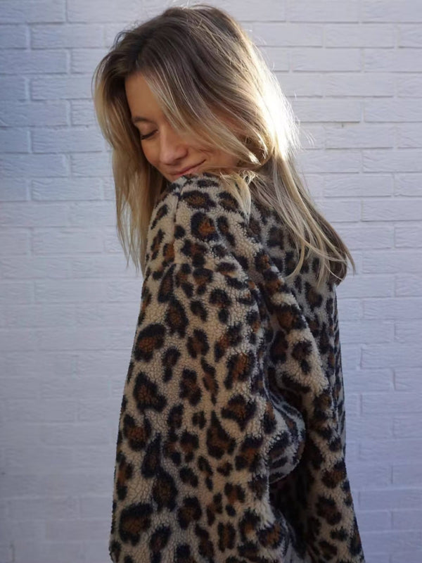 Nouvelle veste imprimée tendance en laine d'agneau à imprimé léopard 