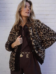 Nouvelle veste imprimée tendance en laine d'agneau à imprimé léopard 