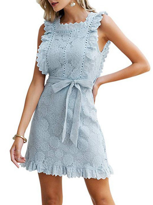 Neues Damenkleid aus bestickter Spitze mit Pilzmotiv 