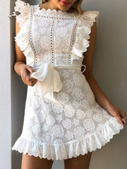 Neues Damenkleid aus bestickter Spitze mit Pilzmotiv 