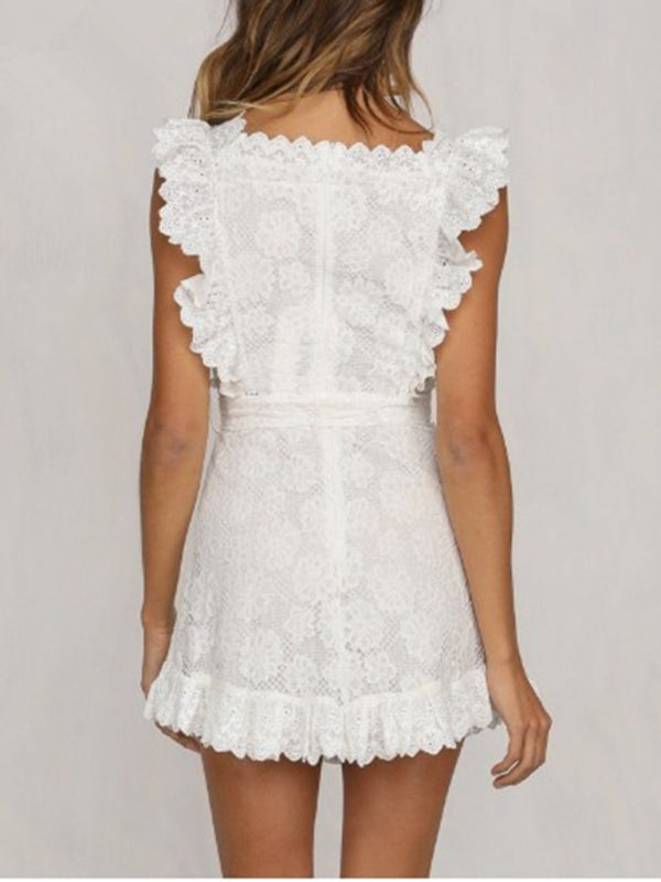 Neues Damenkleid aus bestickter Spitze mit Pilzmotiv 