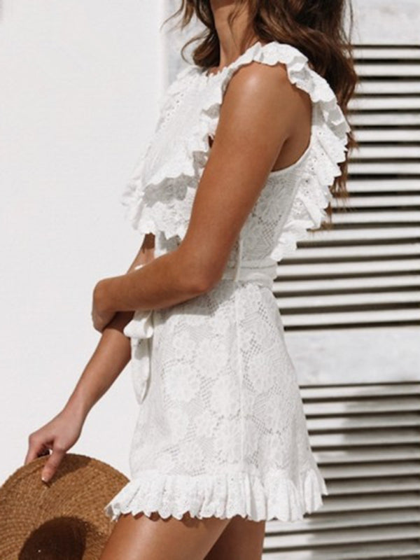 Neues Damenkleid aus bestickter Spitze mit Pilzmotiv 