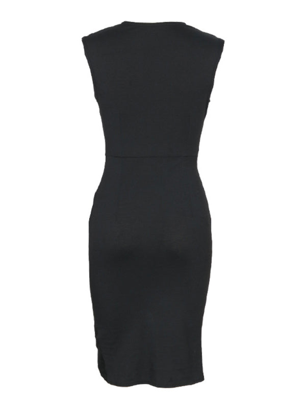 Neues ärmelloses schwarzes Slim-Fit-Kleid 