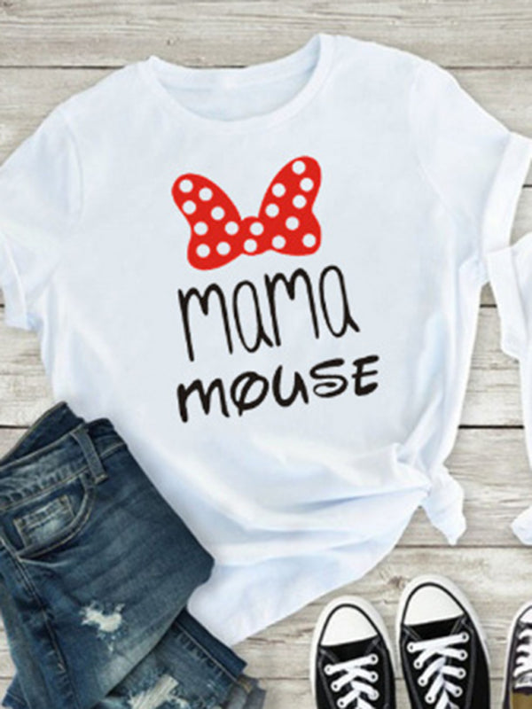 Mama Mouse polka dot graphic t-shirt front view