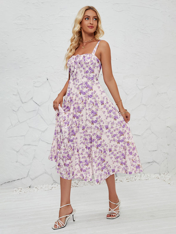 Women's Fashionable Floral Pastoral Long Dress