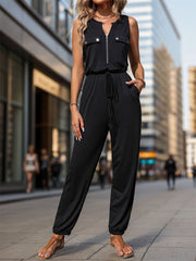 Lässiger, taillenloser, ärmelloser Damen-Jumpsuit 