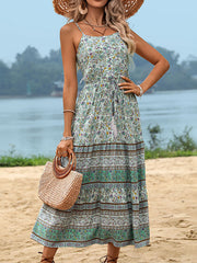 Women's fashion ethnic style suspender dress