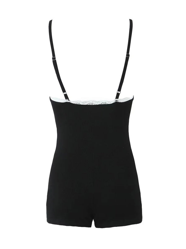 Combinaison pantalon à bretelles et décolleté en U en dentelle neuve 