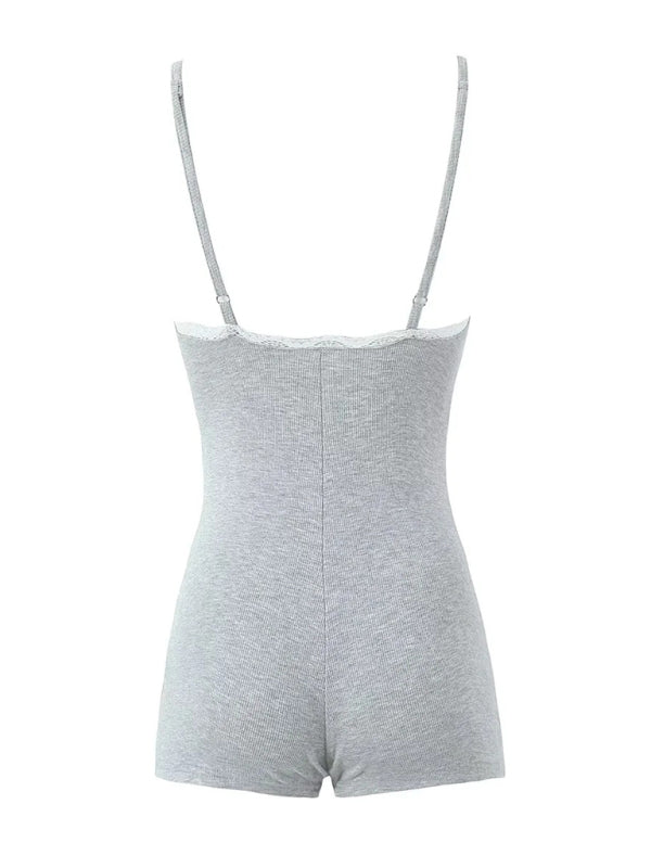 Combinaison pantalon à bretelles et décolleté en U en dentelle neuve 