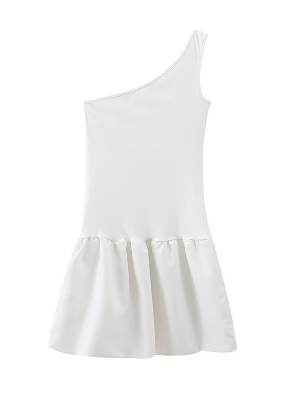 Sexy Minikleid mit bauschigem Prinzessinnenrock, One-Shoulder-Ausschnitt und Patchwork-Details für Damen 