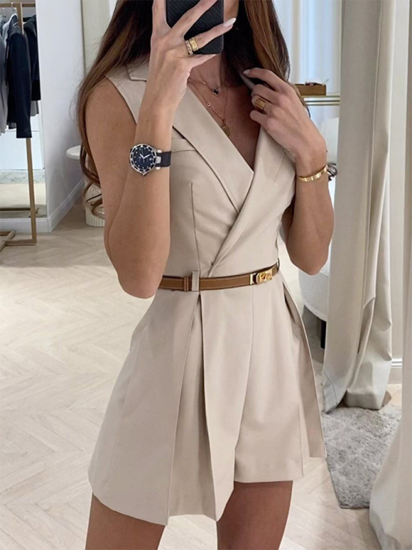 Women's Beige Blazer Dress – front view