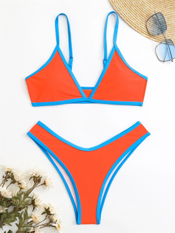 Women's Solid Color Bikini Sexy Sports Contrast Color Bikini