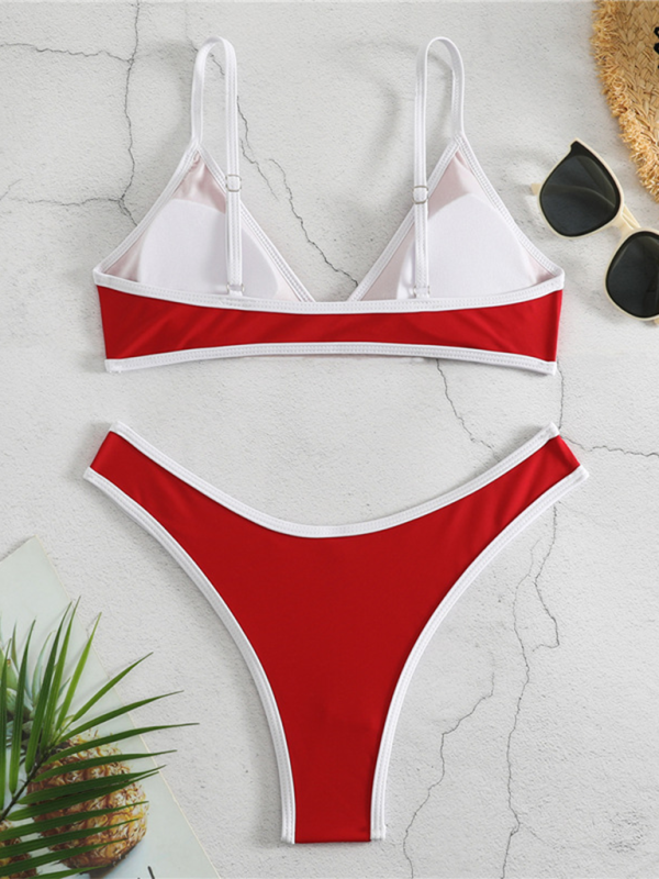 Women's Solid Color Bikini Sexy Sports Contrast Color Bikini