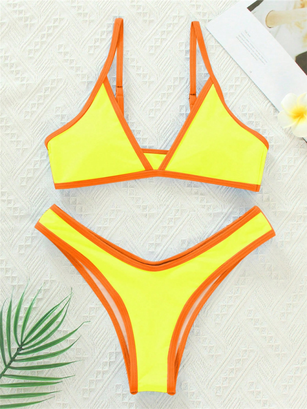 Women's Solid Color Bikini Sexy Sports Contrast Color Bikini