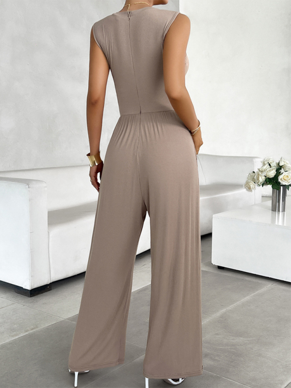 Frühlings- und Sommer-Jumpsuit in Unifarben, schmal geschnitten, ärmellos 