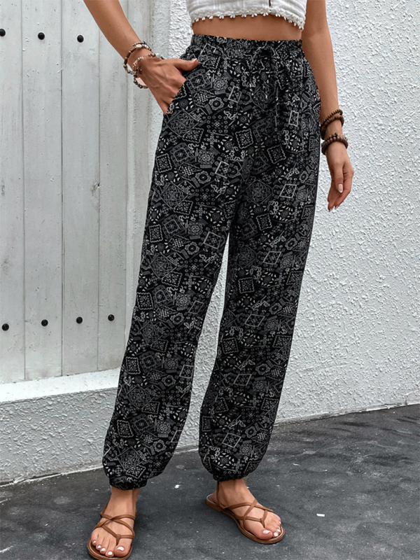 Women's printed bohemian style skinny pants1