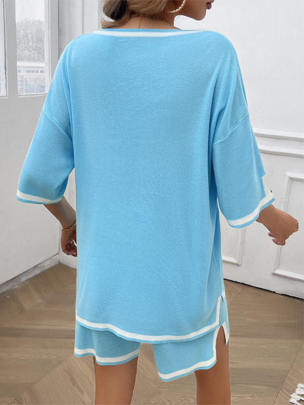 Ensemble deux pièces décontracté pour femme, pull ample à col en V 
