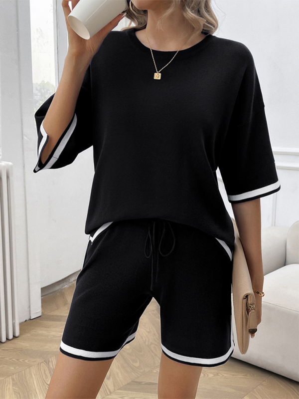 Ensemble deux pièces pull décontracté à col rond pour femme 