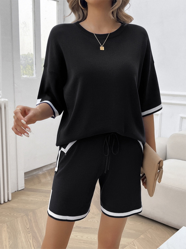 Ensemble deux pièces pull décontracté à col rond pour femme 