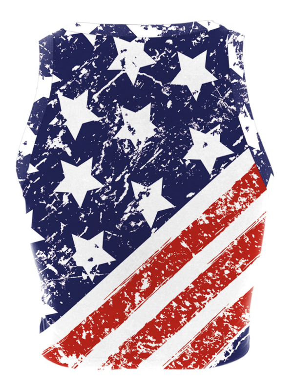 Ärmelloses Tanktop mit digitalem Aufdruck der amerikanischen Unabhängigkeitsflagge und schulterfreiem Oberteil 