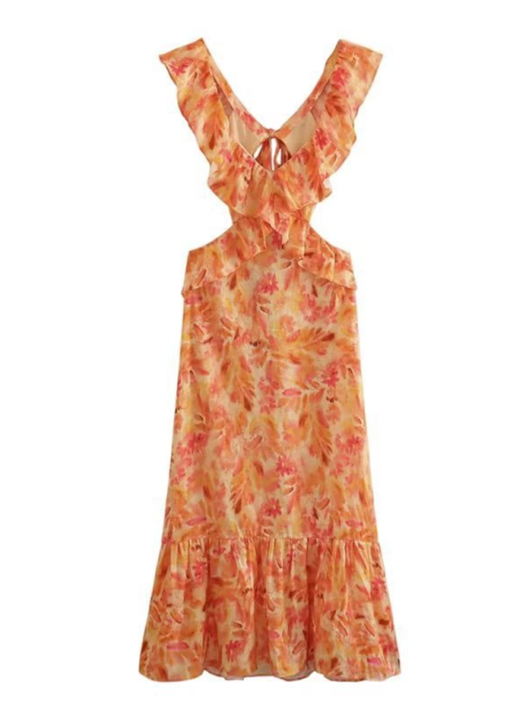 Neues ärmelloses Rüschenkleid für Damen mit Lagenlook 