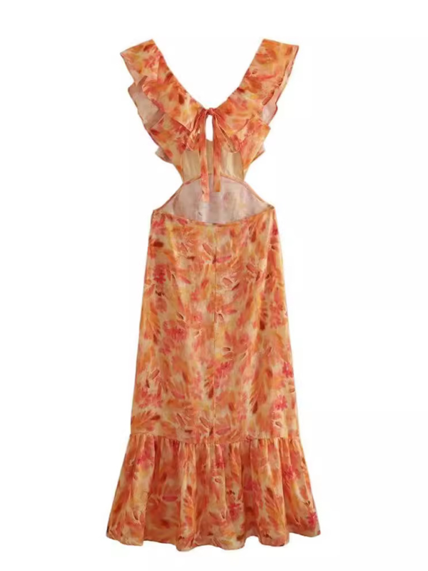 Neues ärmelloses Rüschenkleid für Damen mit Lagenlook 