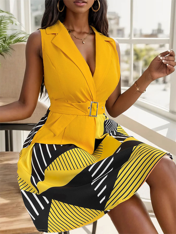 Ärmelloses Kleid mit geometrischem Damenmuster 