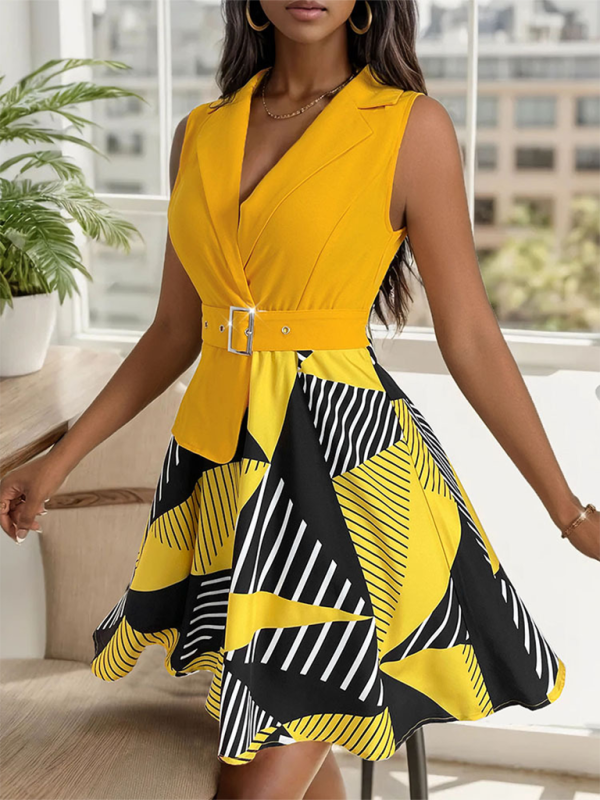 Ärmelloses Kleid mit geometrischem Damenmuster 