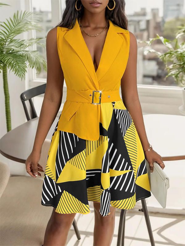 Ärmelloses Kleid mit geometrischem Damenmuster 