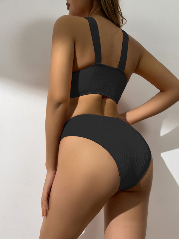 Damen-Bademode, durchbrochene, einfarbige Bikinis mit Cut-Outs 