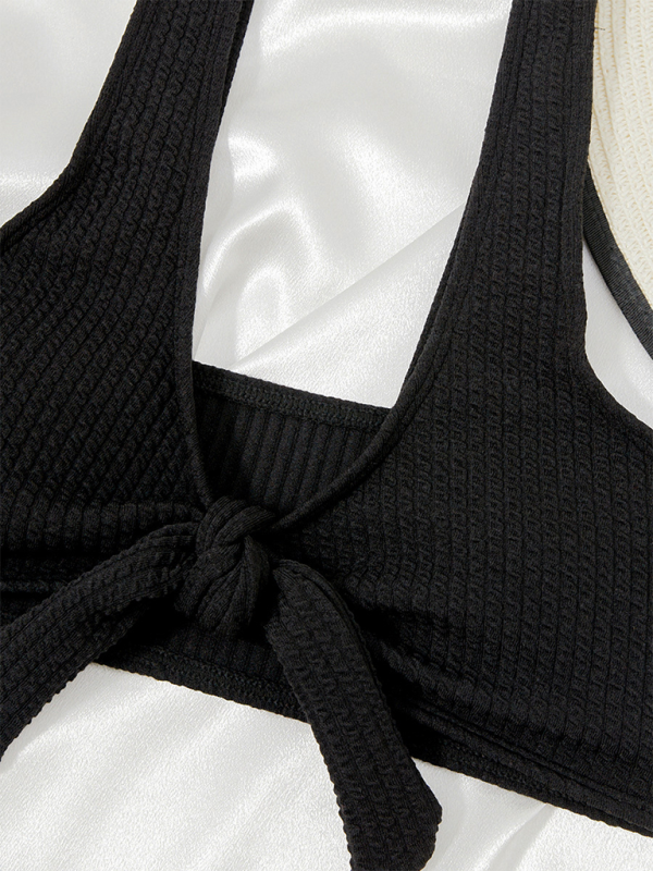Damen-Bademode, durchbrochene, einfarbige Bikinis mit Cut-Outs 