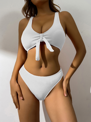 Damen-Bademode, durchbrochene, einfarbige Bikinis mit Cut-Outs 