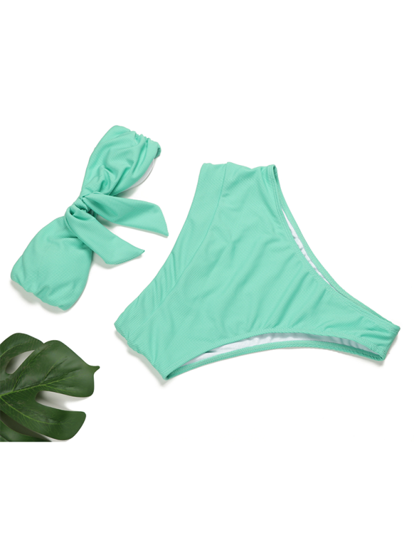 Damen-Bikini-Badeanzug mit hohem Bund und trägerlosem Oberteil 
