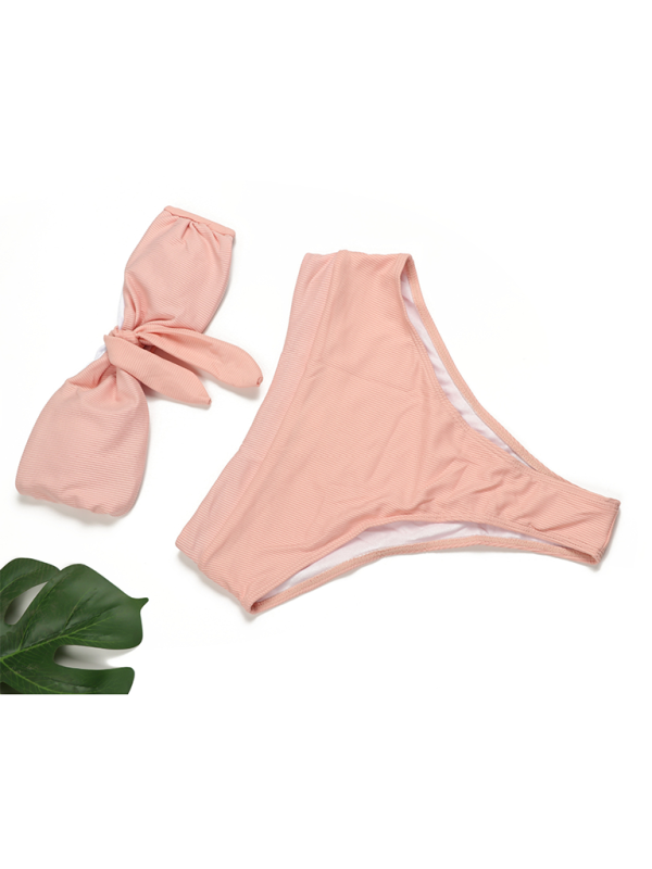 Damen-Bikini-Badeanzug mit hohem Bund und trägerlosem Oberteil 