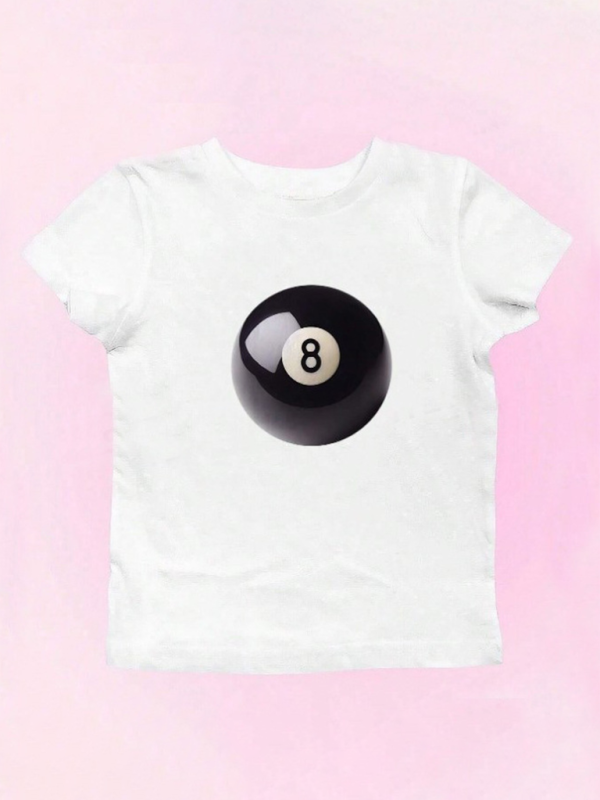 Nouveautés Femme T-shirt à col rond, imprimé nombril, manches courtes 