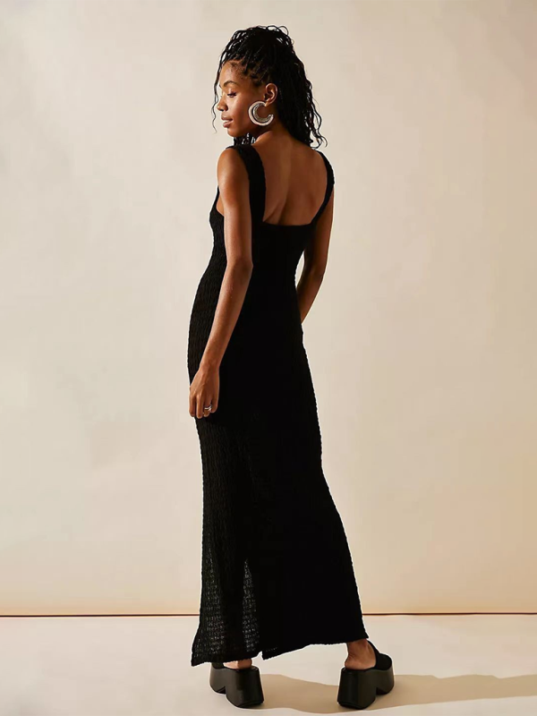 Neues, sexy Damenkleid in Unifarbe mit Taillenschlitz 