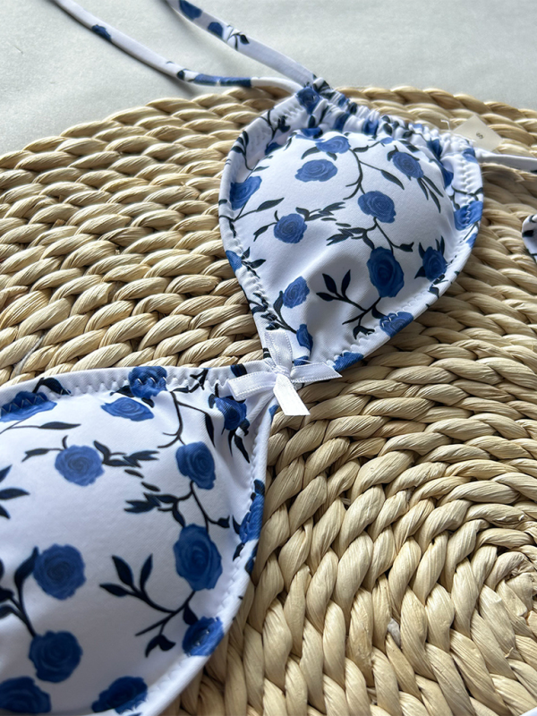 Neuer zweiteiliger Badeanzug, sexy Bikini mit Blumenmuster 