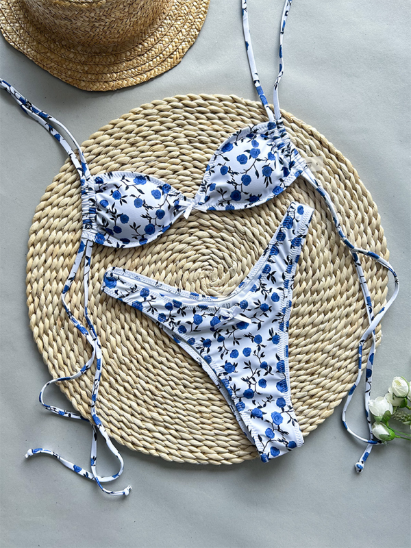 Neuer zweiteiliger Badeanzug, sexy Bikini mit Blumenmuster 