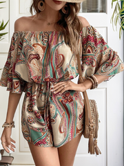 Women's off-shoulder paisley mini dress – front view