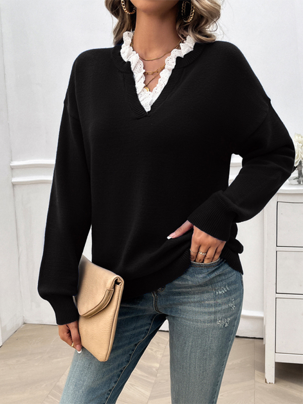 Women's Temperament Loose V-Neck Sweater