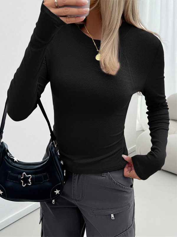 Women's Y2k Temperament Slim Round Neck Long Sleeve Top