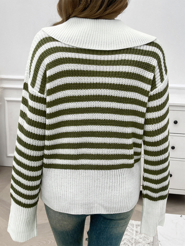 Women's Striped Sweater – detail view of ribbed cuffs